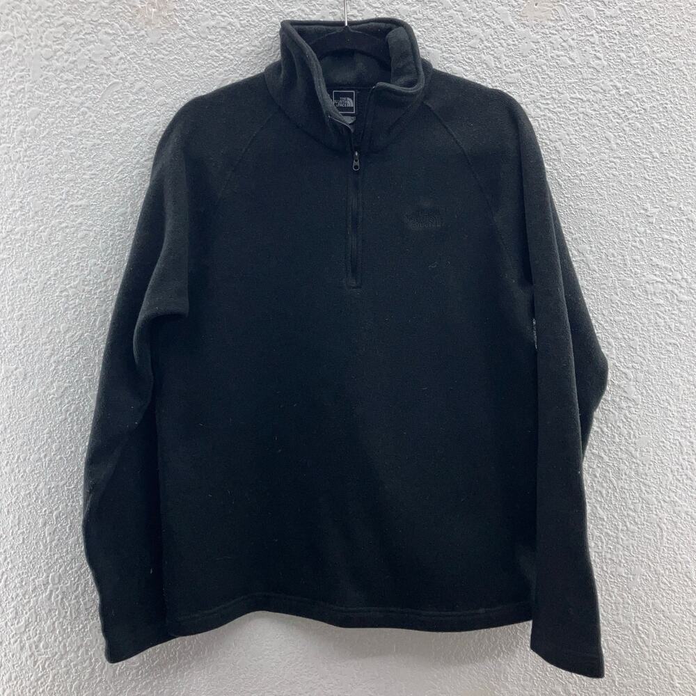 The North Face Black Embroidered Logo Quarter Zip Pullover Fleece Sweatshirt Top